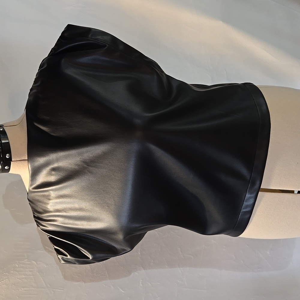 Evereve Black Faux Leather Top